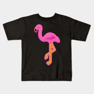 Pink Flamingo Felt Look with Stitching | Cherie's Art(c)2020 Kids T-Shirt